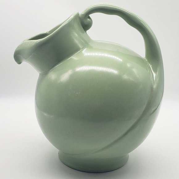 Vintage Mission Bell California Pottery Ceramic Celadon Green Pitcher. Measures - Picture 2 of 5